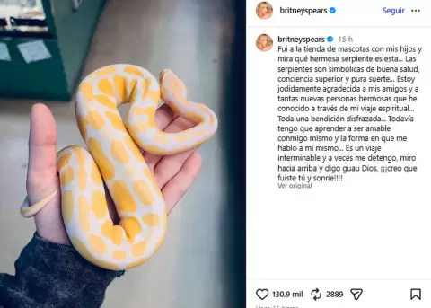 La Princesa del Pop aparece con una serpiente en Instagram.