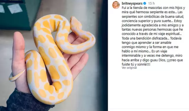 La Princesa del Pop aparece con una serpiente en Instagram.