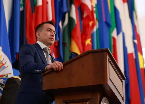 Daniel Noboa, presidente de la Rep�blica en el Consejo Permanente de la OEA.
