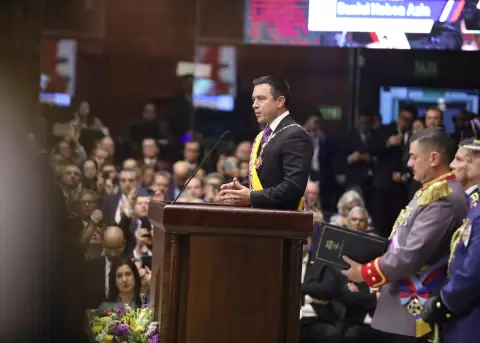 Daniel Noboa, presidente de la Rep�blica, en su posesi�n en la Asamblea Nacional.