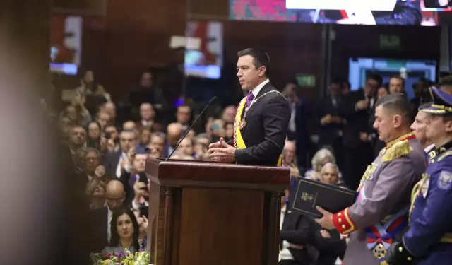Daniel Noboa, presidente de la Rep�blica, en su posesi�n en la Asamblea Nacional.