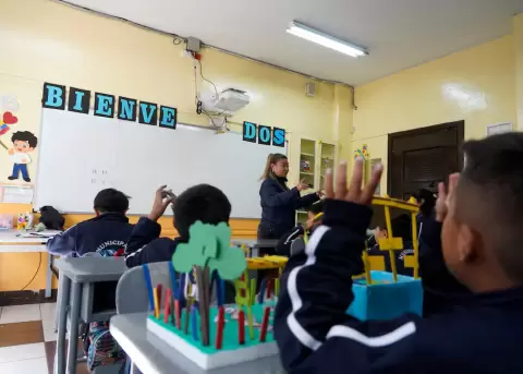 Estudiantes de una unidad educativa municipal de Quito.