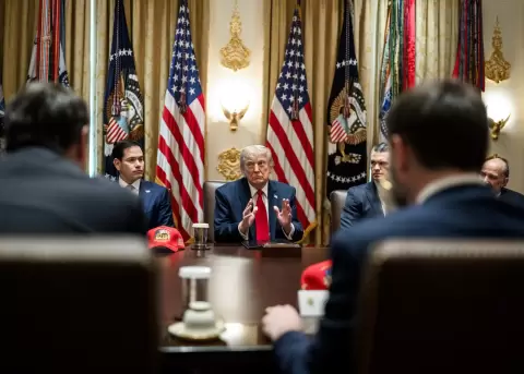 Donald Trump, presidente de Estados Unidos, en una reuni�n de gabinete.