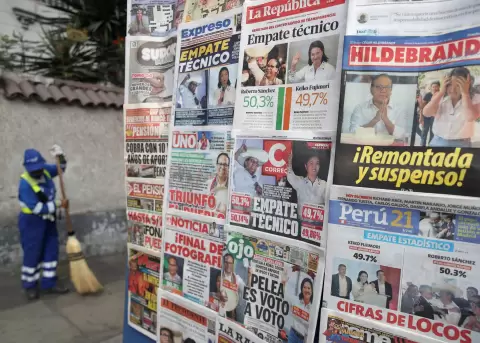 Elecciones en Per�: portadas de distintos diarios en Lima.