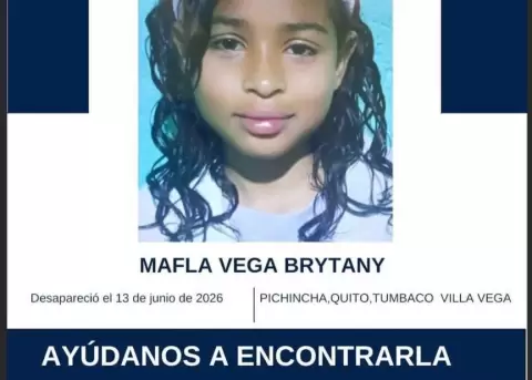 Brytany Mafla Vega desapareci� en Tumbaco (Quito) el s�bado 13 de junio de 2026.