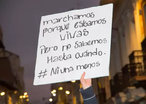 Manifestaci�n en contra de la violencia hacia las mujeres.