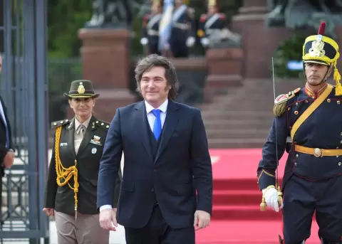 Javier Milei, presidente de Argentina, durante el acto en homenaje por el 248� aniversario del natalicio del General Jos� de San Mart�n.