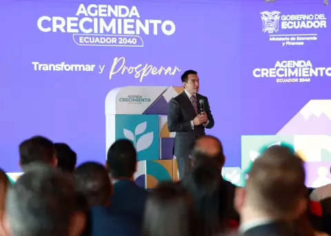 Daniel Noboa, presidente de la Rep�blica, en la presentaci�n de la Agenda 2040.