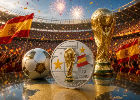 Moneda conmemorativa celebra hist�rico segundo t�tulo mundial de Espa�a en f�tbol 2026.