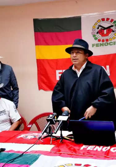 Guido Perugachi, presidente de la Fenocin, impulsa un pedido de revocatoria de mandato del presidente de la Rep�blica, Daniel Noboa.