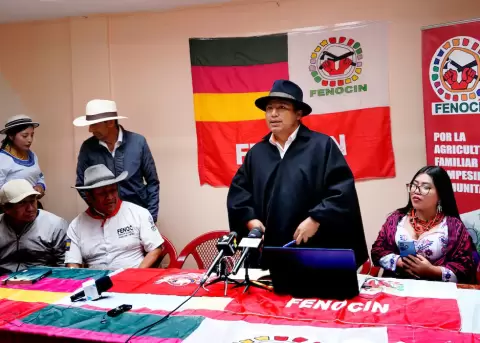 Guido Perugachi, presidente de la Fenocin, impulsa un pedido de revocatoria de mandato del presidente de la Rep�blica, Daniel Noboa.
