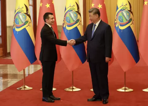 El presidente Daniel Noboa y su hom�logo chino, Xi Jinping, el 18 de agosto de 2026.