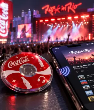 Coca Cola revive la nostalgia del CD en el festival Rock in Rio.