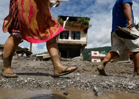 Una zona de Nepal arrasada por la avalancha de lodo registrada el mi�rcoles 26 de agosto de 2026.
