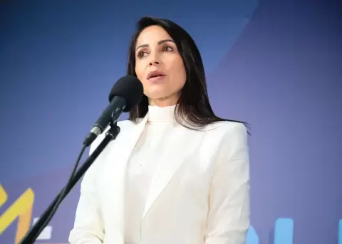 Luisa Gonz�lez durante el debate presidencial, el 13 de agosto de 2023.