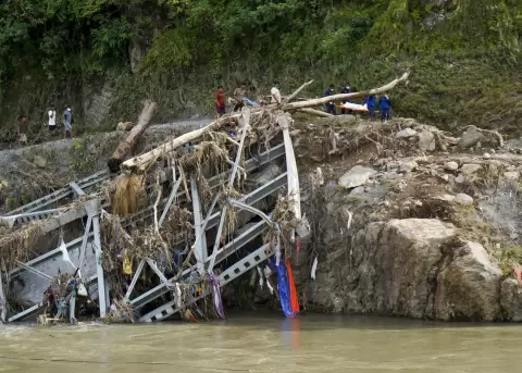 Situaci�n en Devighat, Nepal, 31 de agosto de 2026, tras la inundaci�n.