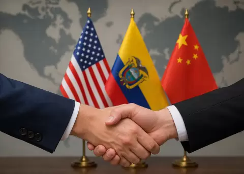 Imagen referencial de las relaciones internacionales de Ecuador con Estados Unidos y China.