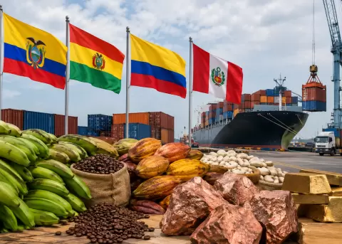 Imagen referencial de las exportaciones de Ecuador, Bolivia, Colombia y Per�.