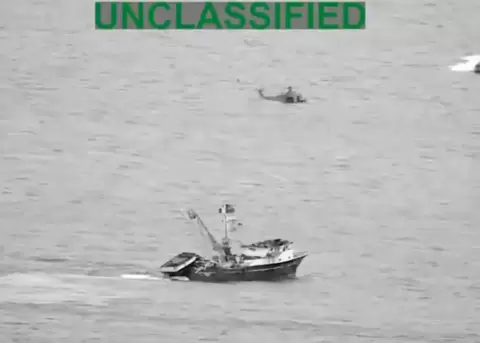 Embarcaci�n destruida en aguas ecuatorianas por el Comando Sur de Estados Unidos.