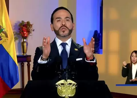 Captura de video de una transmisi�n de la Presidencia de Colombia del presidente colombiano, Abelardo de la Espriella.