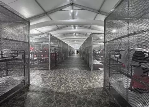 Jaulas met�licas para los migrantes detenidos en Alligator Alcatraz, en Estados Unidos.