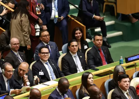 Daniel Noboa, presidente de la Rep�blica, en la sesi�n n�mero 81 de la Asamblea General de la ONU.