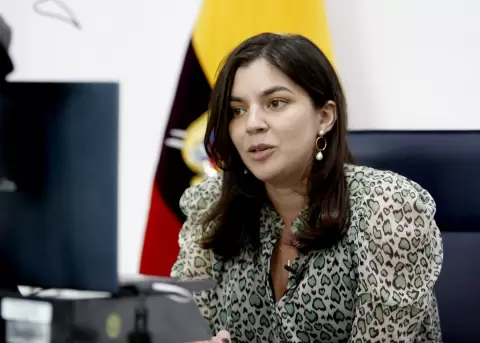 La Secretaria de Comunicaci�n, Irene V�lez, durante una entrevista virtual con FM Mundo, el 27 de mayo de 2024.