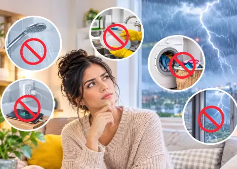 Seguridad, prevenci�n, rayos, lluvia, electricidad, hogar, tuber�as, electrodom�sticos, riesgos, recomendaciones.
